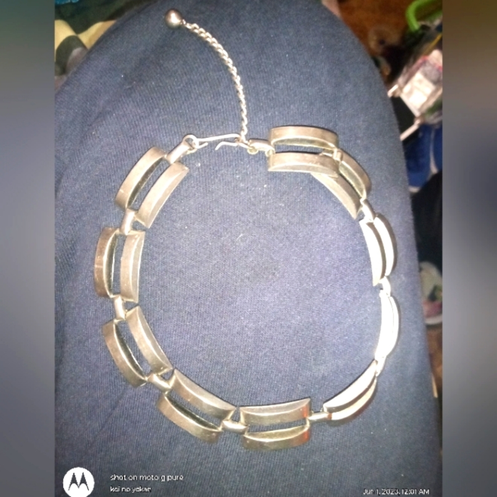 Vintage Monet Silvertone Chain Link Choker